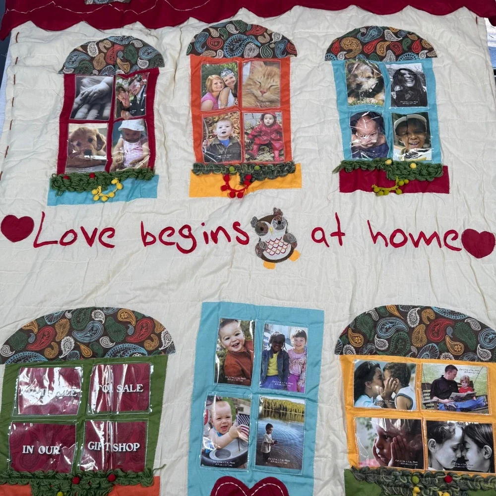 NWT Cracker Barrel Country Quilted Throw Photo Album Blanket Love Begins at Home